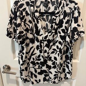 Well Worn Black and White Floral Blouse